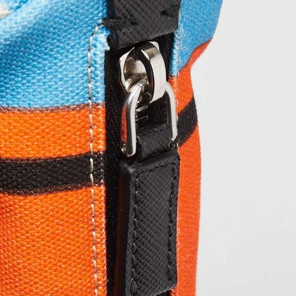 Prada Orange/Blue Striped Canvas Triangle Wristlet Clutch Bag - Picture 6 of 11